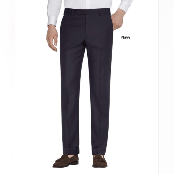 Zanella Made in Italy 'Todd' Flat Front Wool Trouser in Navy Size 38 $319 - Picture 1 of 9